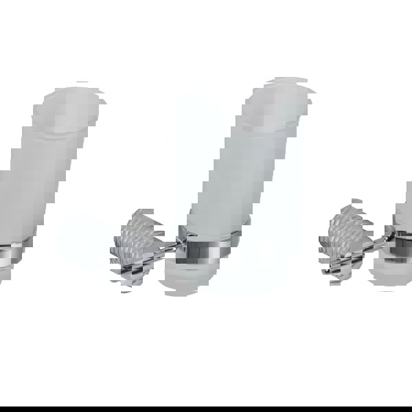 Showerdrape Vitality Chrome Stainless Steel & Frosted Glass Wall Mounted Toothbrush Holder