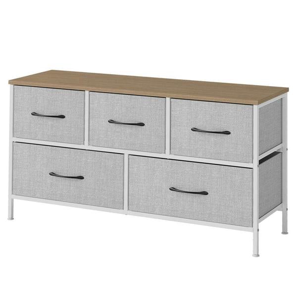 Levede Fabric Chest of Drawers 5 Drawer Dresser Bedside Storage Organizer Unit