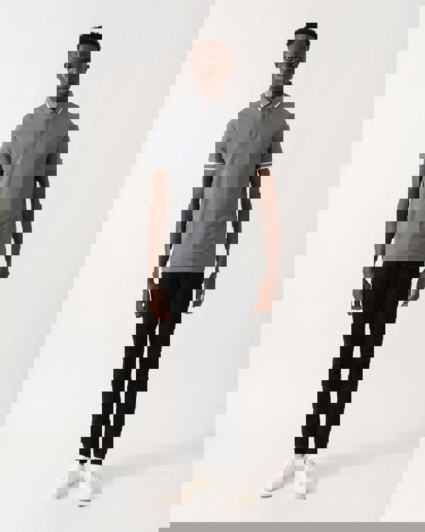 BOSS Orange Passertip Mens Short Sleeve Polo Shirt With Tipped Collar - Open Grey 062