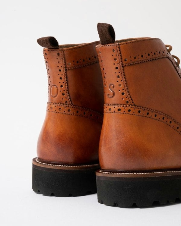 Oliver Sweeney Milbrook Mens Antiqued Leather Brogue Boots