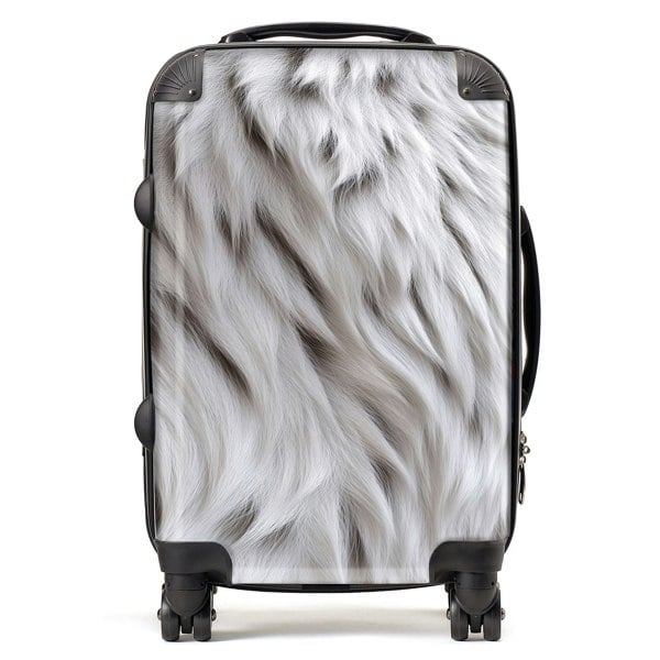 Warren Reed White Tiger Fur Design Suitcase