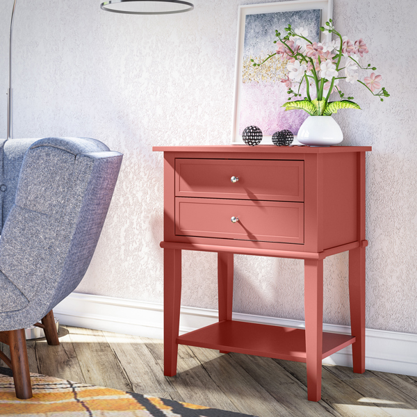 Dorel Home Franklin Accent Table with 2 Drawers Terracotta