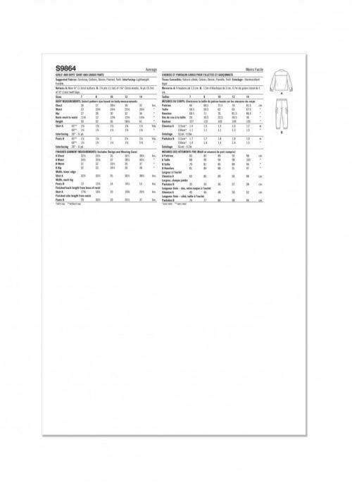 Simplicity Sewing Pattern 9864, Shirts, Trousers for Kids, Teenagers, A (7-8-10-12-14) - Intermediate