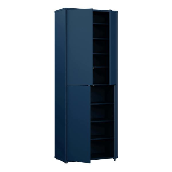Furniture To Go Alice Springs Tall Shoe Cabinet with 4 Doors Push-to-Open in Night Blue