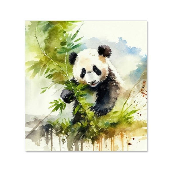 Warren Reed - Designer Panda Eating Bamboo Watercolour Kitchen Splashback