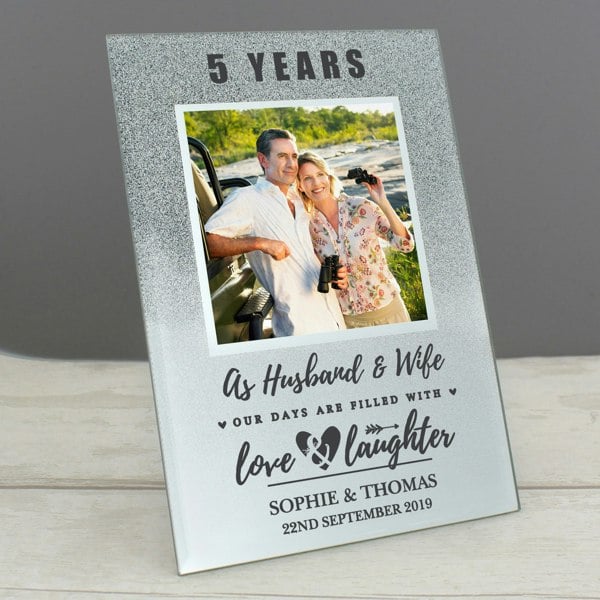 Personalised Memento Company Personalised Anniversary 4x4 Glitter Glass Photo Frame