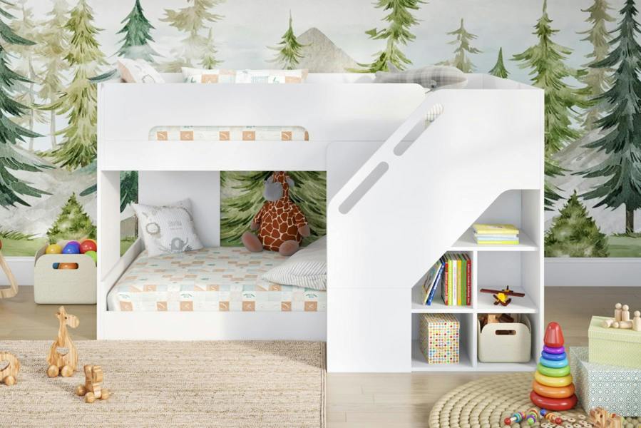 Flair Phobo Staircase Low Compact Bunk Bed White