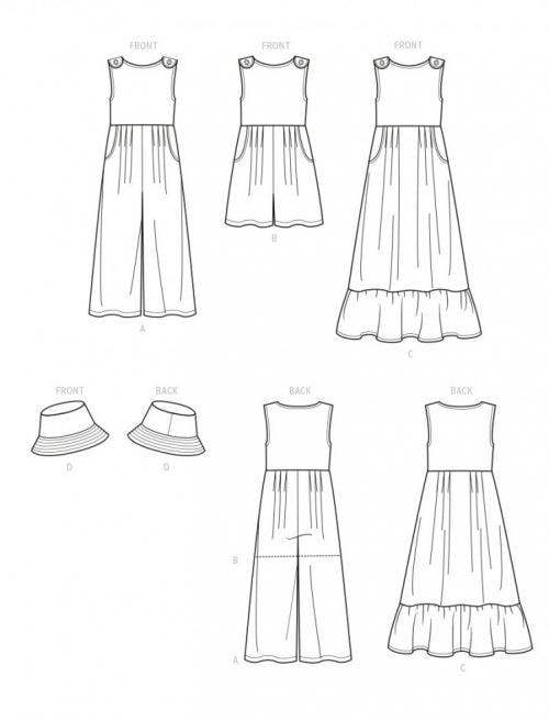 Simplicity Sewing Pattern 9617, Jumpsuits, Dresses, Headwear for Kids, HH (3-4-5-6) - Easy