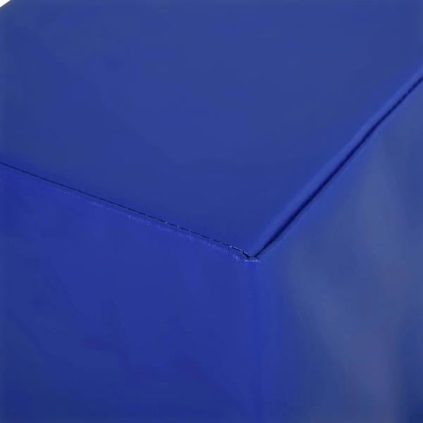 Blue foam cube corner seam with smooth padded surface detail