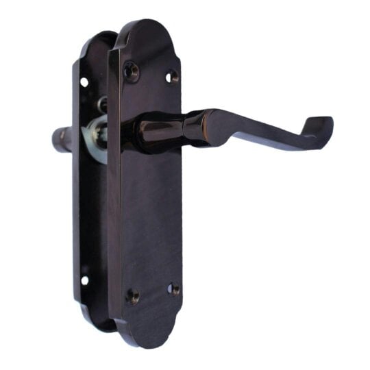EDH Door Hardware Black Nickel Door Handles – Victorian Scroll Lever Latch Handles – 1, 4 or 6 Pairs – Handle Only or with Tubular Latches