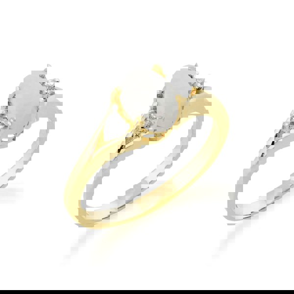 11165 Classic Oval Opal & Diamond Ring in 9ct Yellow Gold 3