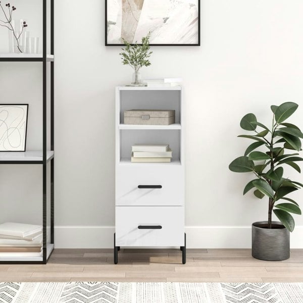 Berkfield Sideboard High Gloss White 34.5x34x90 cm Engineered Wood