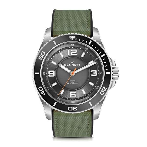 Kennett Solaxplorer Solar Watch - Green Hybrid Rubber Strap with Sailcloth fabric