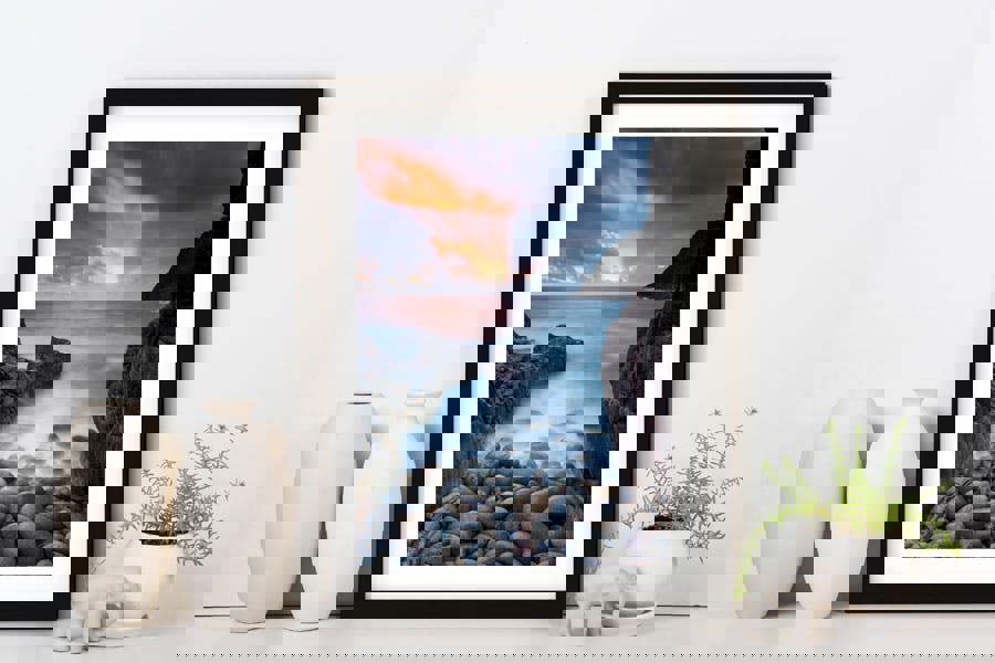 coastal sunset art print framed