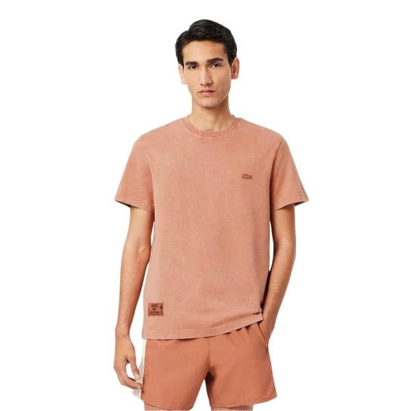 Lacoste Mens Logo Crew Neck Regular T-Shirt - Latte - 