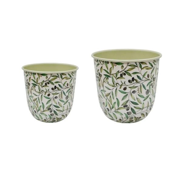 Ivyline Maisie Vintage Olive Metal Planter Set of 2