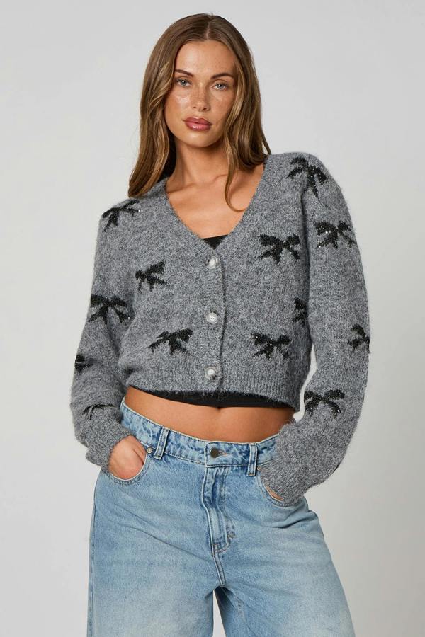 Urban Bliss Sequin Bow Detail Cardigan