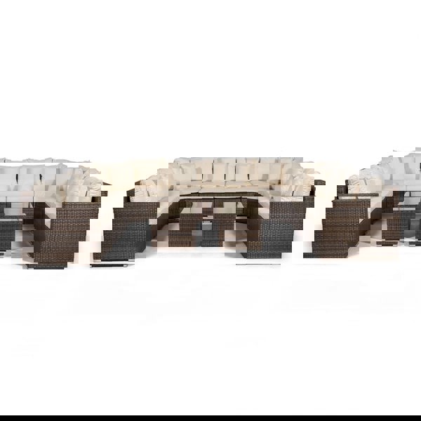 Giardino Santorini U Shape Modular 10 Seat Rattan Sofa Set With 2 Large Coffee Tables