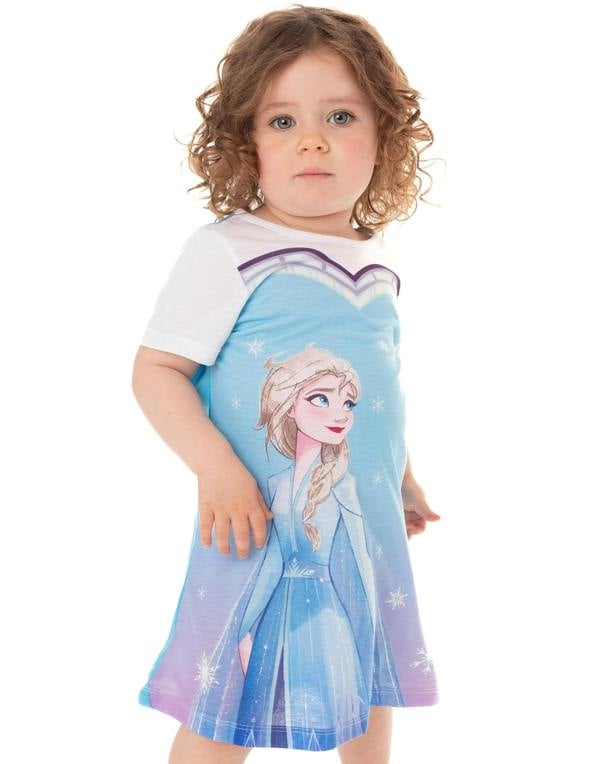 Disney Girls Blue Elsa Short Sleeve Nightdress
