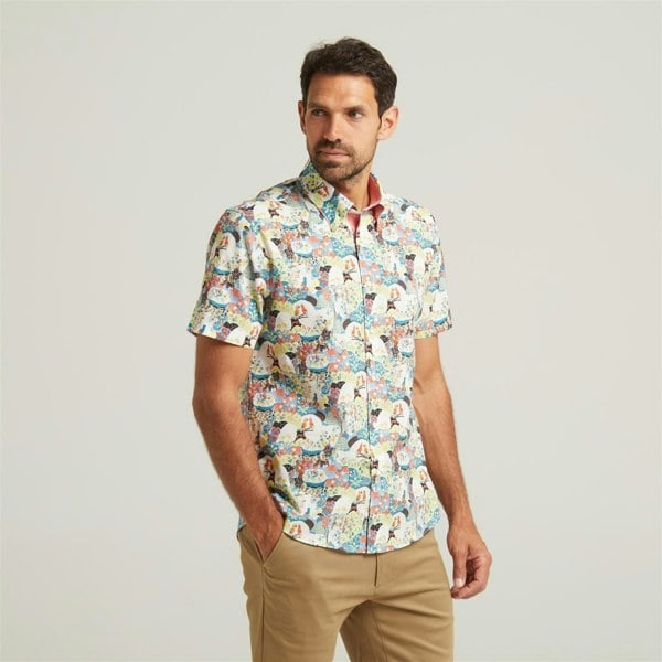 Gabicci G52W09 Mens Short Sleeve Printed Shirt Gabicci Classic - CORAL