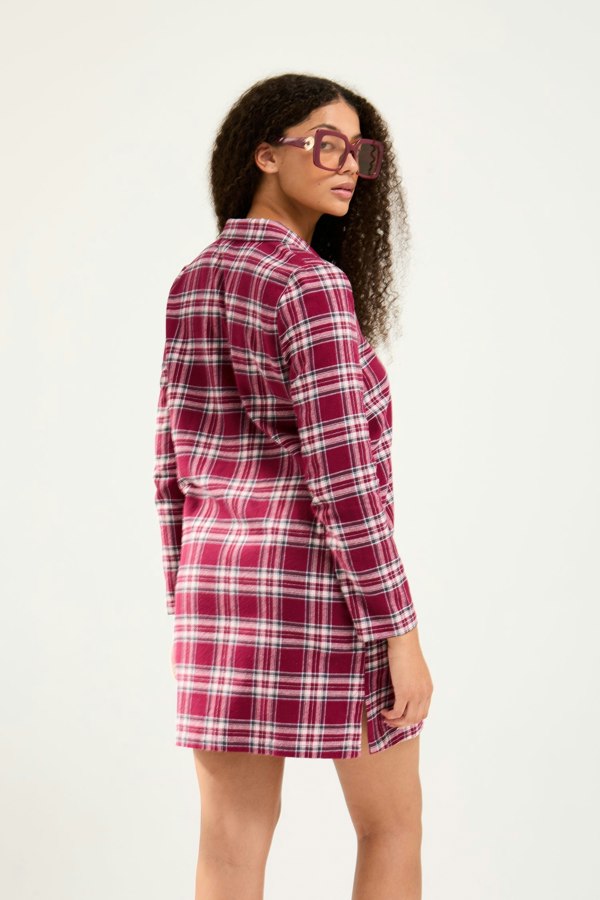 Plaid Nightshirt in Bordeaux - Nightgowns