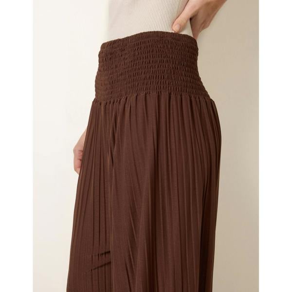 Blue Vanilla Shirred Waist Pleated Wide Leg Trousers