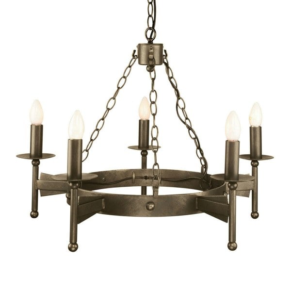 5 Bulb Chandelier Hanging Pendant LIght Old Bronze LED E14 60W Bulb Loops