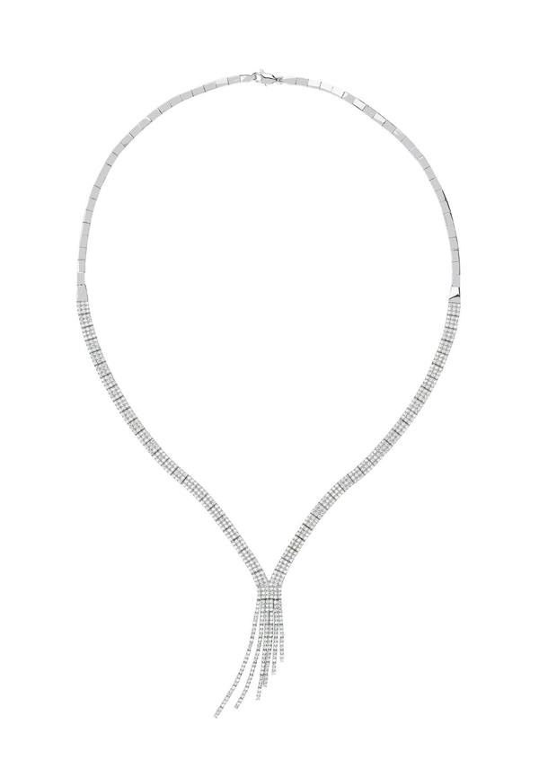 Latelita Charleston Statement Art Deco Tennis Necklace Silver