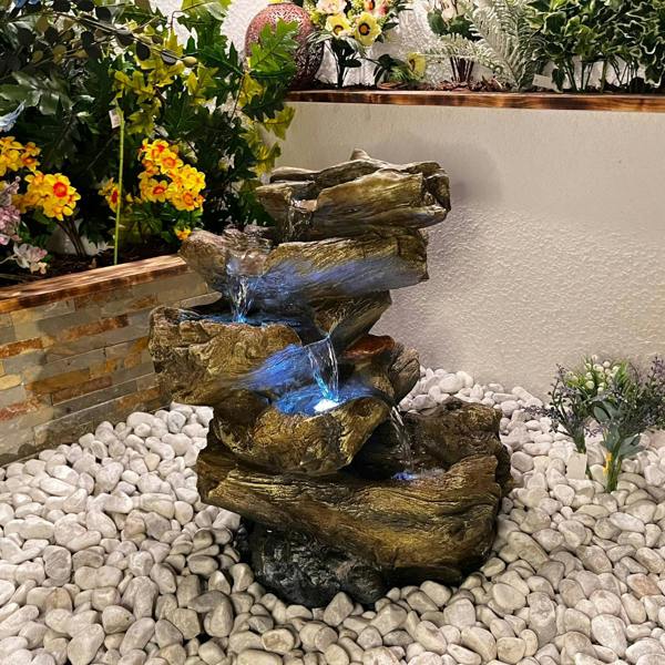 Tranquillity Water Features 5 Tier Wood Cascade Woodland Water Feature