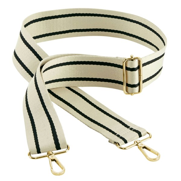 Bagbase Boutique Striped Adjustable Bag Strap - Oyster/Black