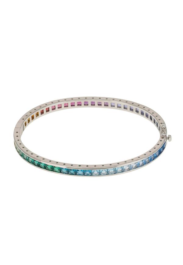 Multicolored gemstone bracelet on a white background