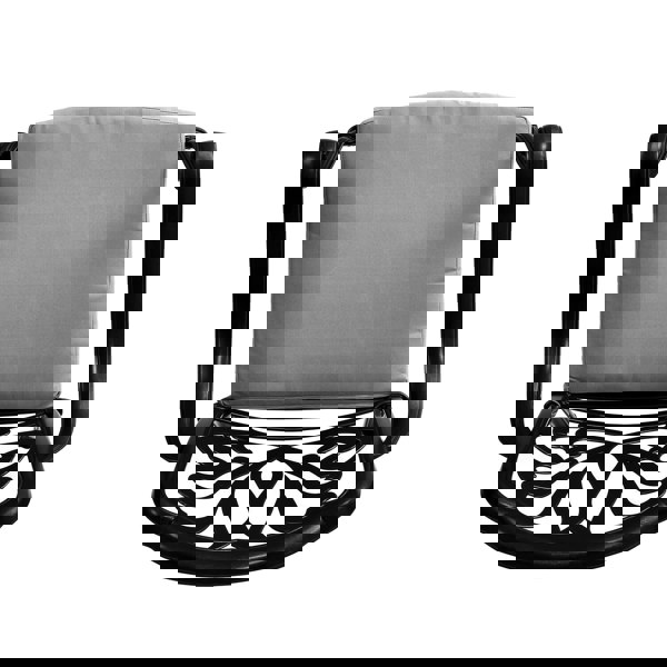 Set of 2 Outdoor Cast Aluminum Dining Chairs with Cushions Garden Seating Living and Home