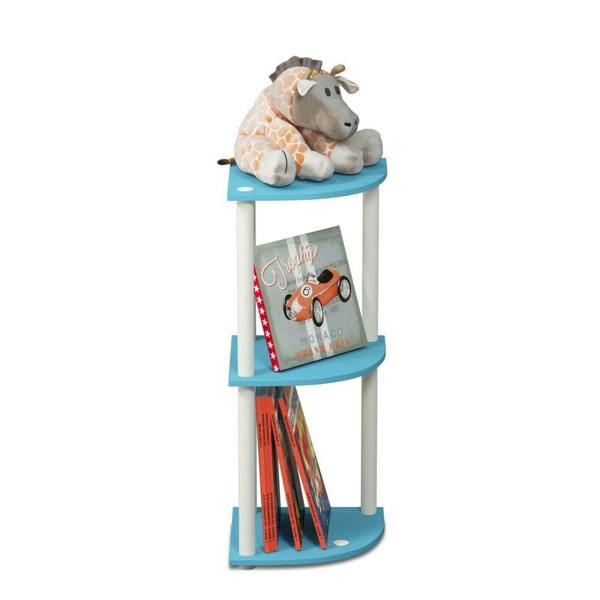 WALPLUS Stylish Turn-N-Tube 3-Tier Reversible Corner Display Rack Multipurpose Shelving Unit, Light Blue/White for Entryway