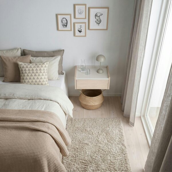 Decortie Brisa Wall Mounted Bedside Table Drawer and Open Tray Shelf
