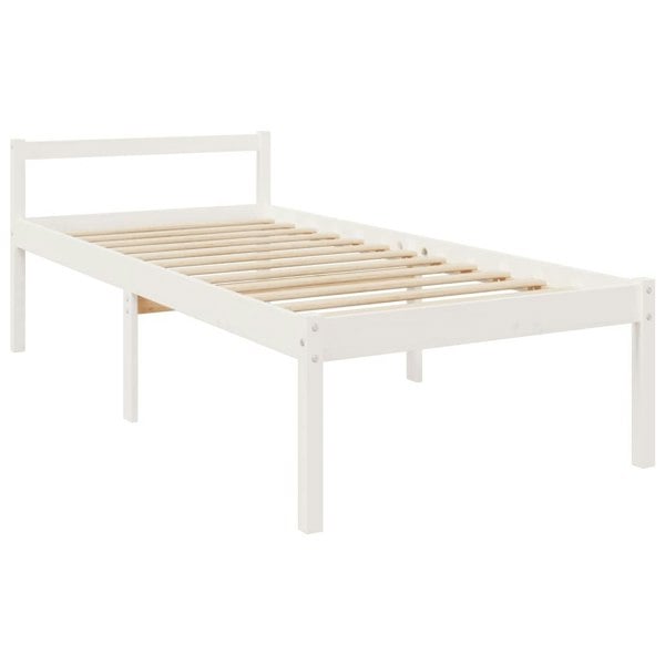 Berkfield Bed Frame White 75x190 cm Small Single Solid Wood Pine