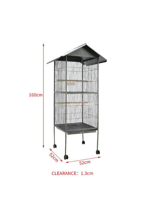 Living and Home 160cm Metal Frame Bird Play Stand with Feeding Bowls and Ladders