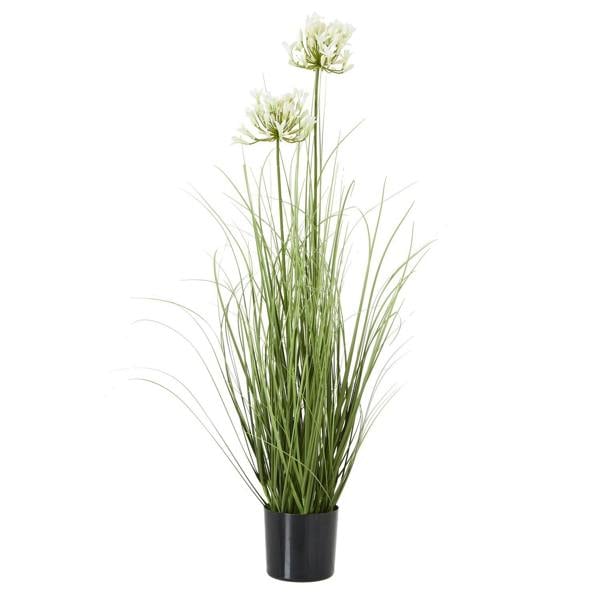 Wyld Haus Artificial Flowers 90cm White Agapanthus Plant (pot not included)