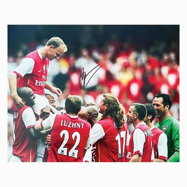 Unbranded Dennis Bergkamp Signed 16x20 Arsenal testimonial photo — Premium Framing