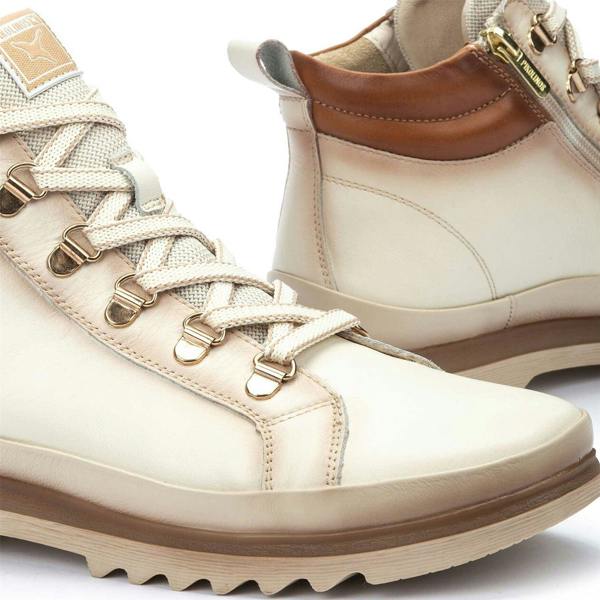 Pikolinos Women’s Nata White Leather Ankle Trainers Boots - Vigo