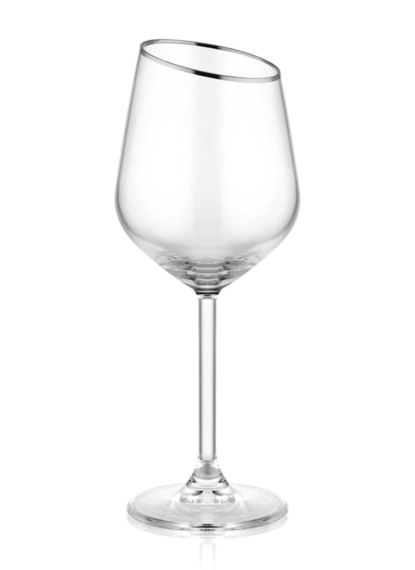 Rozi Gina Collection Silver Slanted Wine Glasses (Set of 6)