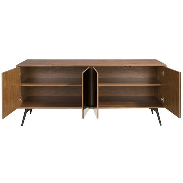Angel Cerdá Black Mirror Effect Glass, Walnut and Black Steel Sideboard 3061