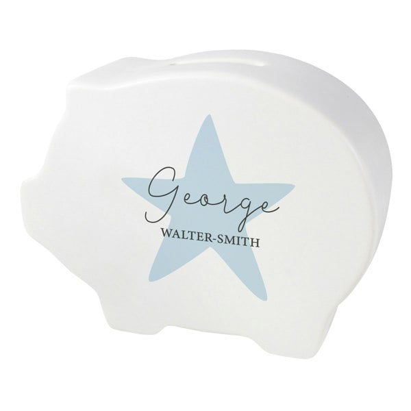 Personalised Memento Company Personalised Blue Star Piggy Bank