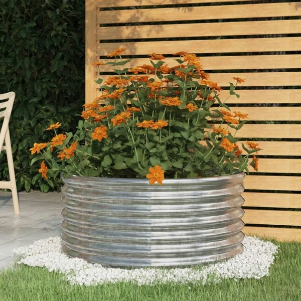 Berkfield Garden Planter Powder-coated Steel 80x80x36 cm Silver