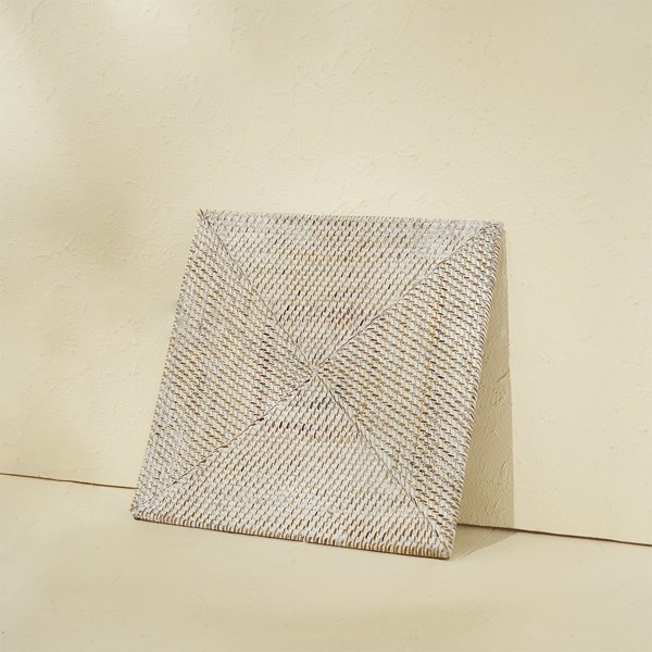 Square rattan placemat 35cm four colours styled dining table handwoven