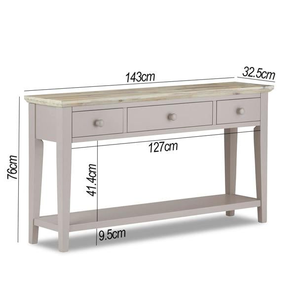 Statement Furniture Florence Console Table with 3 Drawers and Shelf. Hallway Slimline Storage