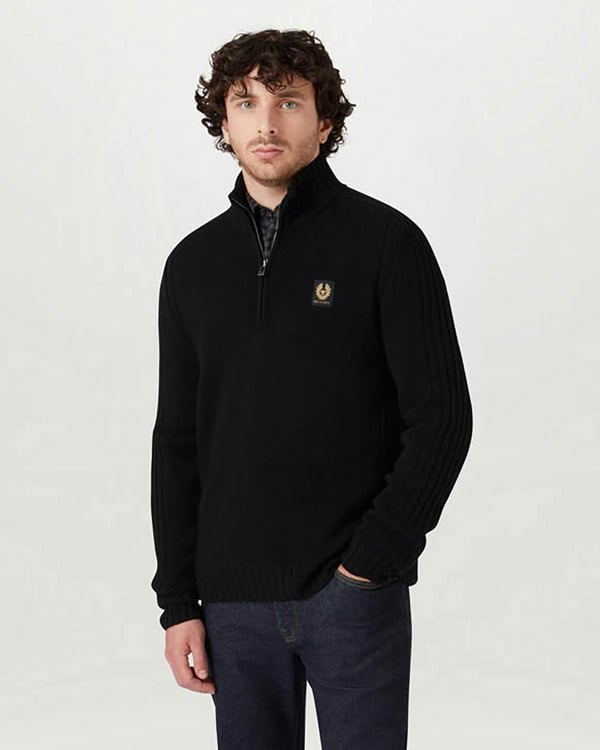 Belstaff Watch Mens Quarter Zip Jumper - Black