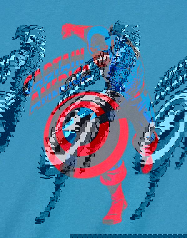 Marvel Boys Blue Captain America Short Sleeved T-Shirt