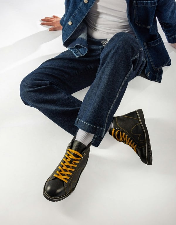 Popps 1961 MOD Mens Leather Boots Black