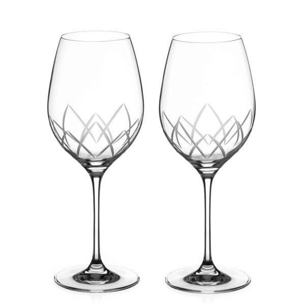 Diamante Lotus Crystal Red Wine Glasses - Set of 2