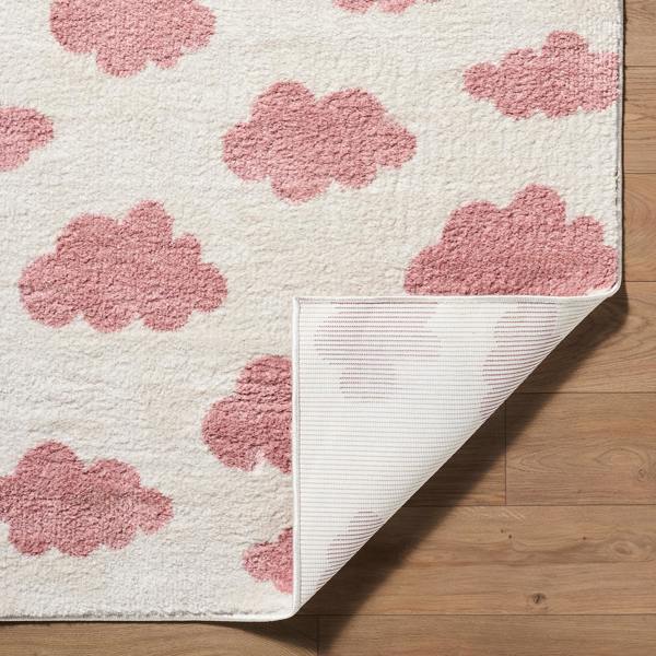 Livabliss Fossay Shag-Washable Ivory Pink Modern High Pile Rug